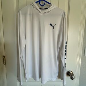 Puma Men's White Hoodie with Black Logo